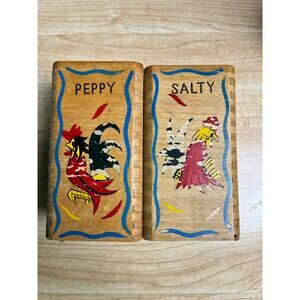 Vintage Wooden Salt & Pepper Shakers From Japan
